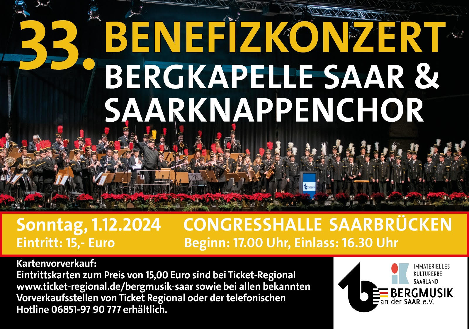 33. Benefizkonzert 2024 Bergkapelle Saar - Saarknappenchor